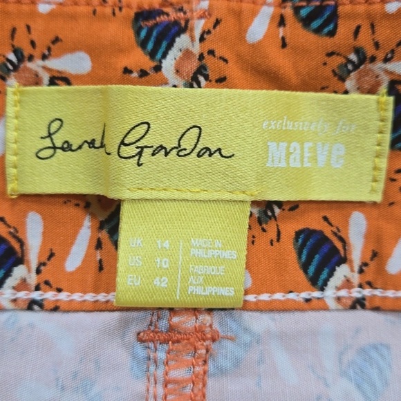 Anthropologie Maeve x Sarah Gordon Bee The Colette Wideleg Pants Orange Crop - Picture 5 of 5